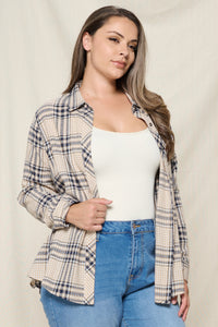 Beige Plaid Flannel - Extended Size