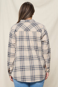 Beige Plaid Flannel - Extended Size