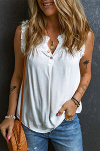 Button Tank Top - White