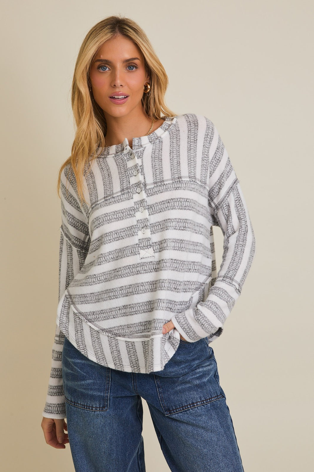 Raw Edge Stripe Top