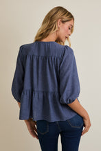 Load image into Gallery viewer, Denim 3/4 Sleeve Top