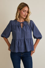 Load image into Gallery viewer, Denim 3/4 Sleeve Top