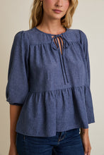 Load image into Gallery viewer, Denim 3/4 Sleeve Top