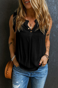 Button Tank Top - Black