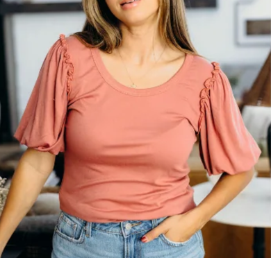 Bubble Sleeve Blouse - Muted Orchid