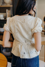 Load image into Gallery viewer, Tie Front Lace Peplum Blouse